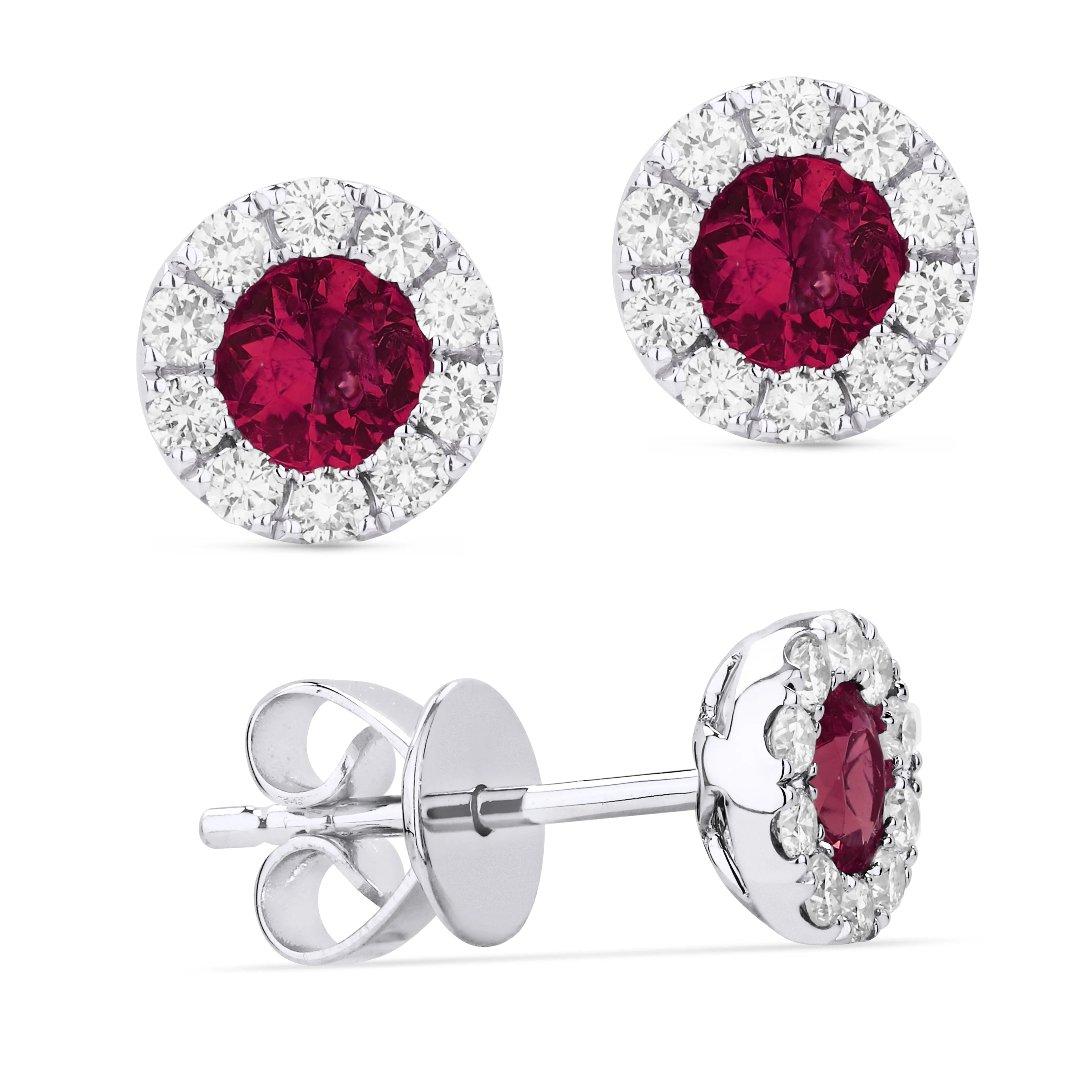 0.32Ct Ruby Stud Earrings In 14K White Gold