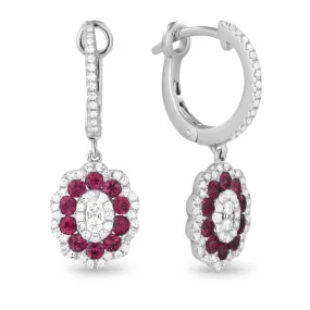 0.75Ct Ruby Drop/dangle Earrings In 14K White Gold
