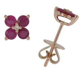 0.83ct tw Ruby and Diamond Flower Earrings