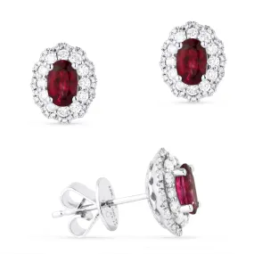 1.09Ct Ruby Stud Earrings In 14K White Gold