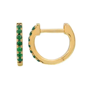 14K Gold Pave Gemstone Huggies