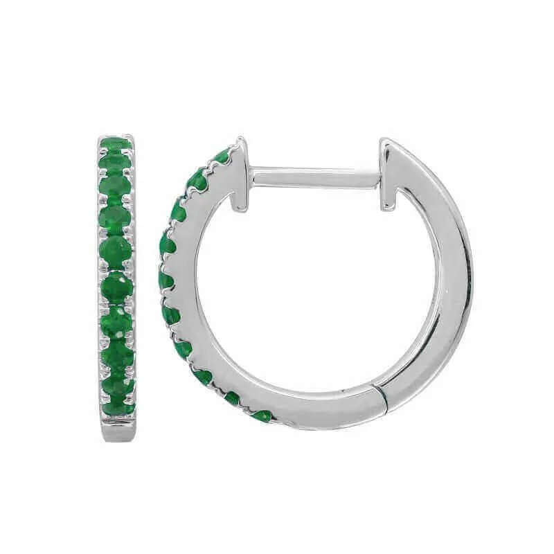 14K Gold Pave Gemstone Huggies