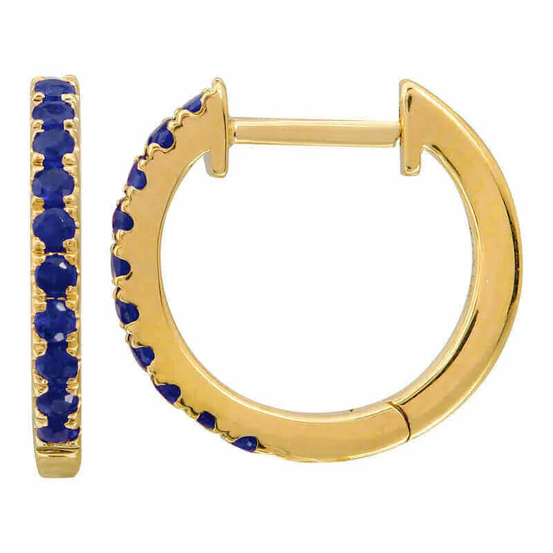 14K Gold Pave Gemstone Huggies