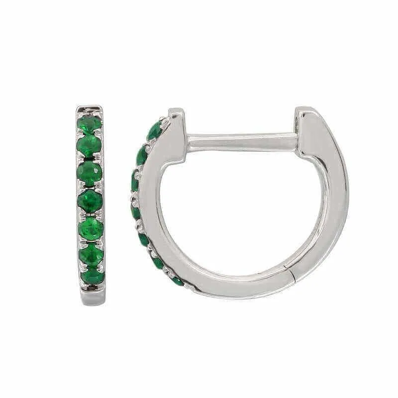 14K Gold Pave Gemstone Huggies