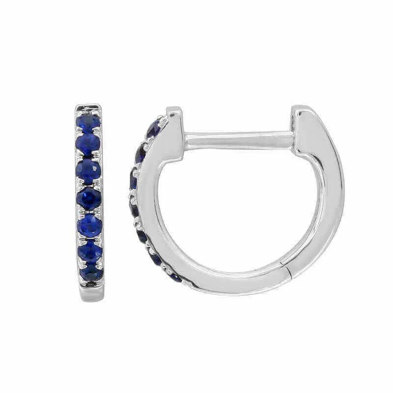 14K Gold Pave Gemstone Huggies