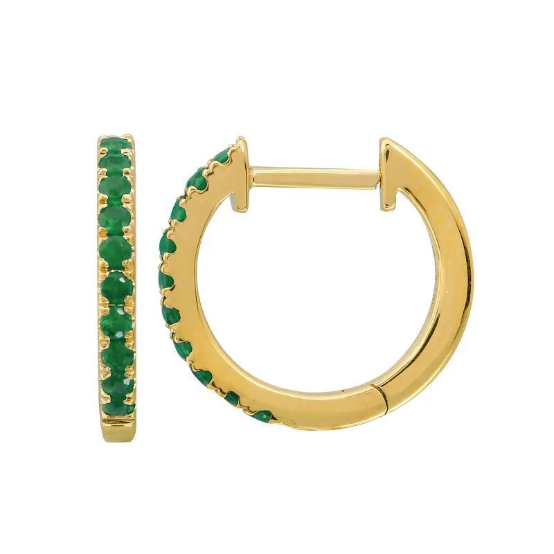 14K Gold Pave Gemstone Huggies