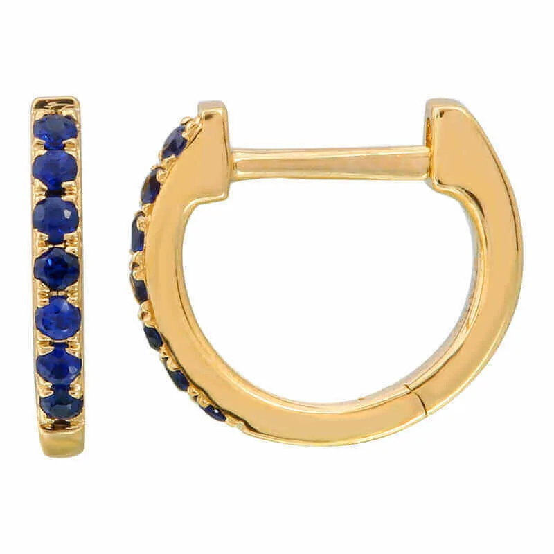14K Gold Pave Gemstone Huggies