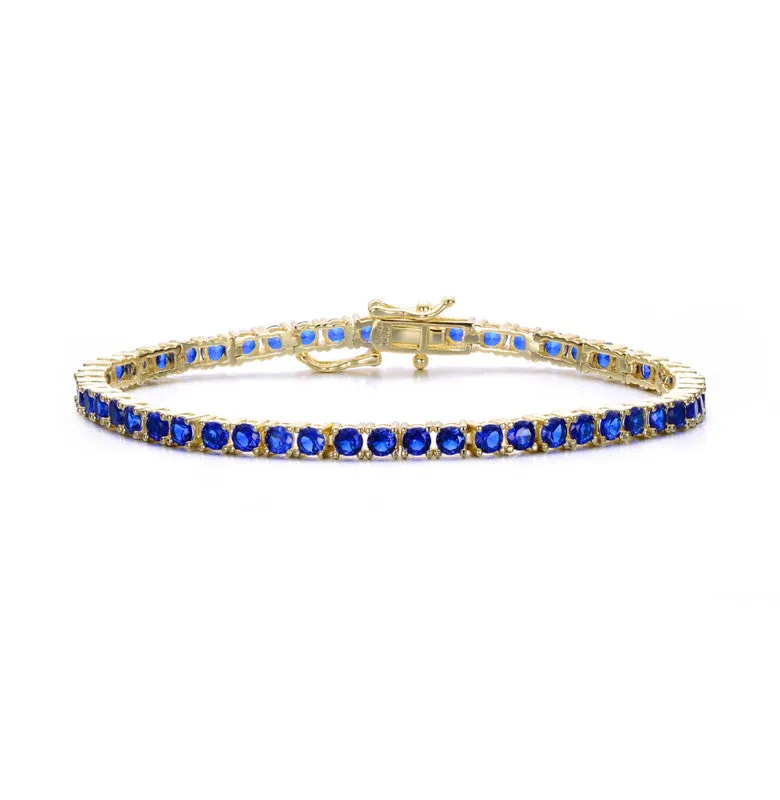 14k Gold Plated with Colored 3mm Cubic Zirconia Tennis Bracelet