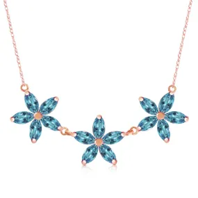 14K Solid Rose Gold Blue Topaz New Certified Classic Necklace
