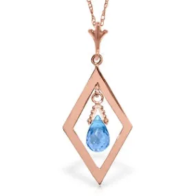 14K Solid Rose Gold Briolette Blue Topaz Necklace Class Platinum