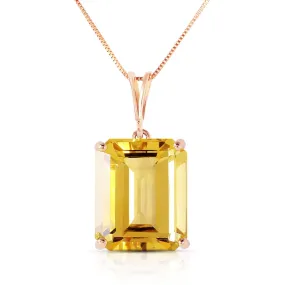 14K Solid Rose Gold Necklace w/ Octagon Citrine