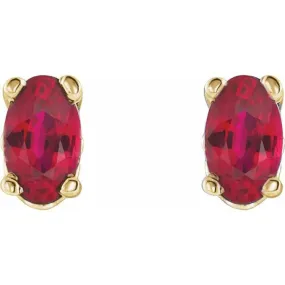 14K Yellow Lab-Grown Ruby Earrings