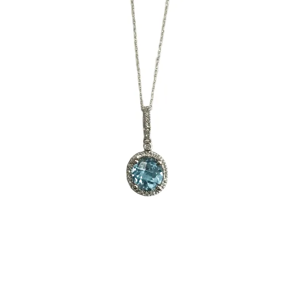 14KT Blue Topaz & Diamond Necklace