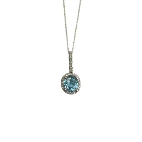 14KT Blue Topaz & Diamond Necklace