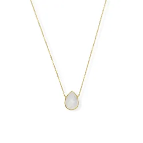 16" 2" 14 Karat Gold Plated Pear Rainbow Moonstone Necklace