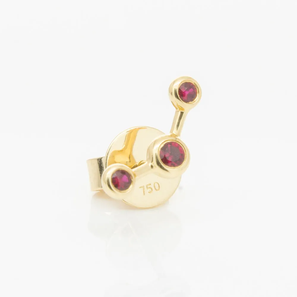 18ct Yellow Gold Ruby Single Fire Element Earring