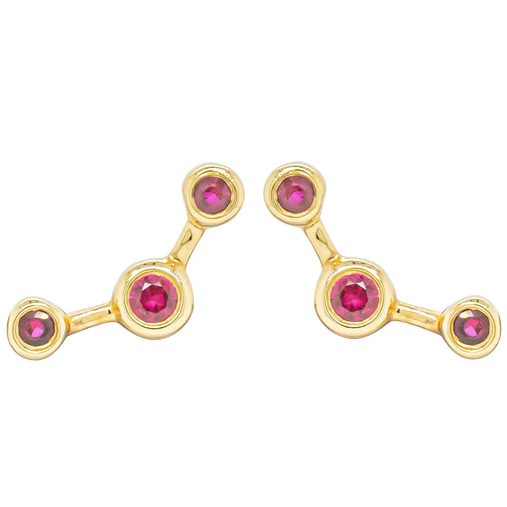 18ct Yellow Gold Ruby Single Fire Element Earring