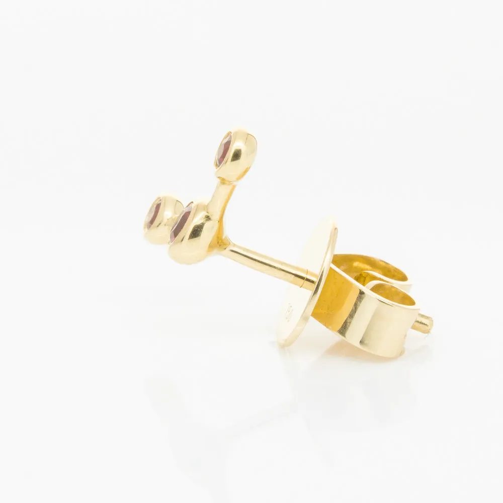 18ct Yellow Gold Ruby Single Fire Element Earring