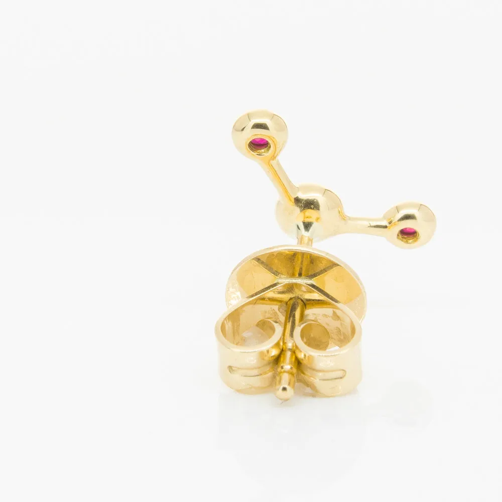 18ct Yellow Gold Ruby Single Fire Element Earring