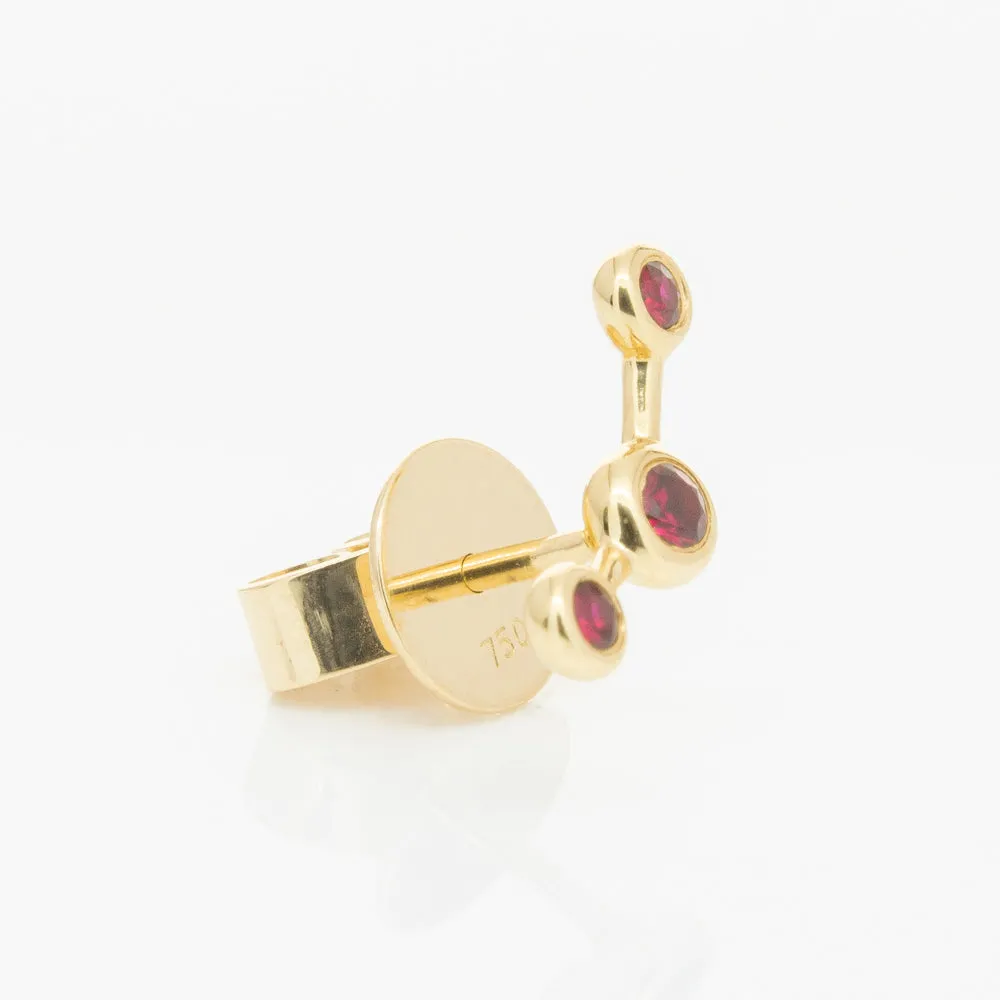 18ct Yellow Gold Ruby Single Fire Element Earring