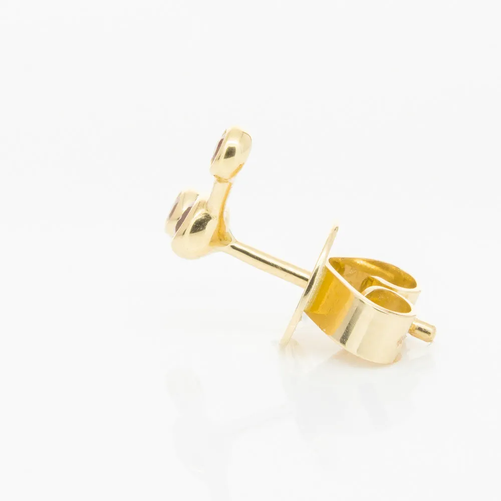 18ct Yellow Gold Ruby Single Fire Element Earring