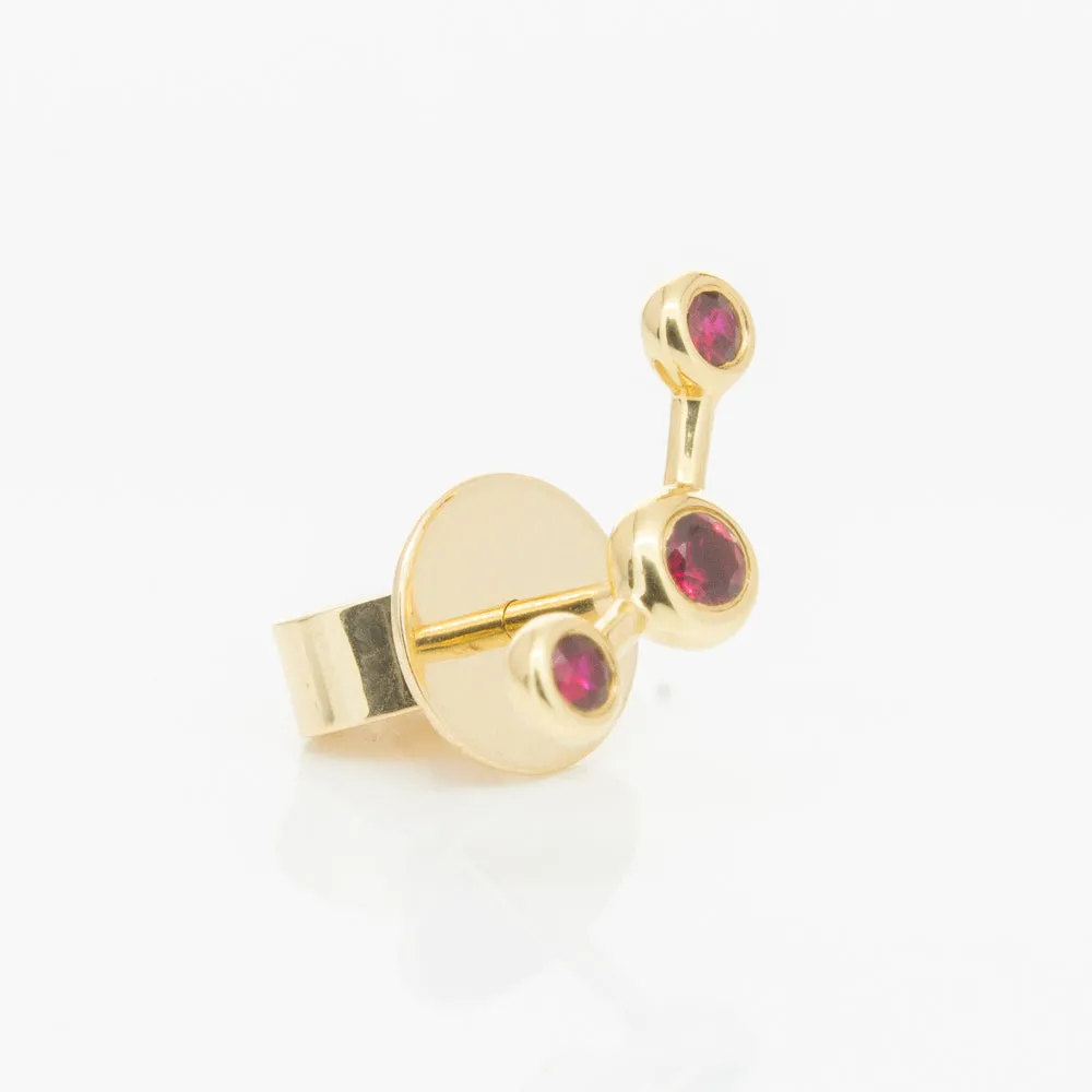 18ct Yellow Gold Ruby Single Fire Element Earring