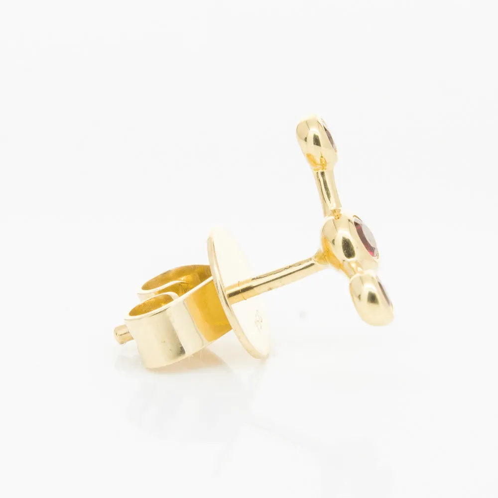 18ct Yellow Gold Ruby Single Fire Element Earring