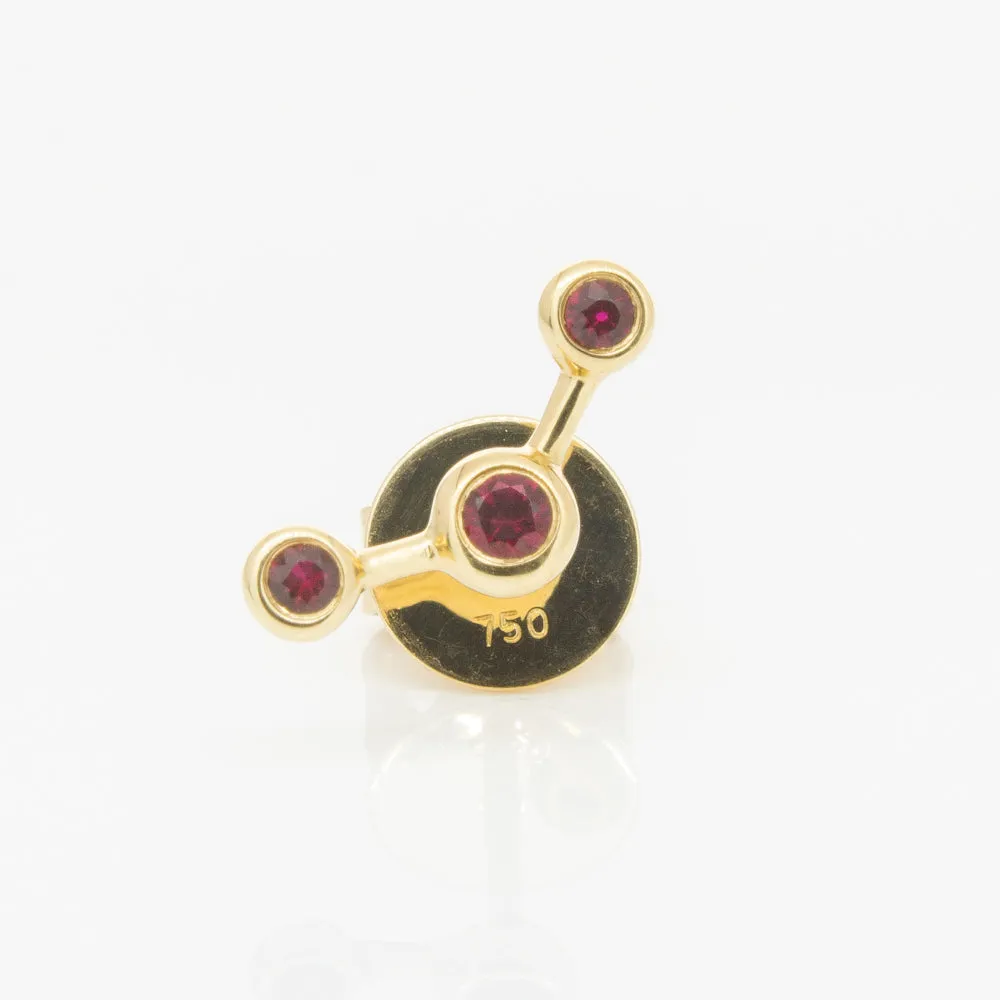 18ct Yellow Gold Ruby Single Fire Element Earring