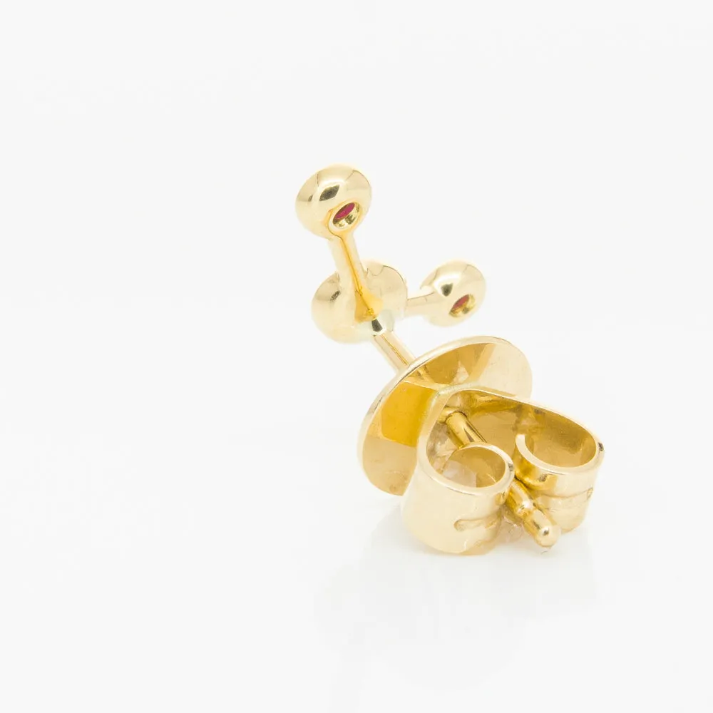 18ct Yellow Gold Ruby Single Fire Element Earring