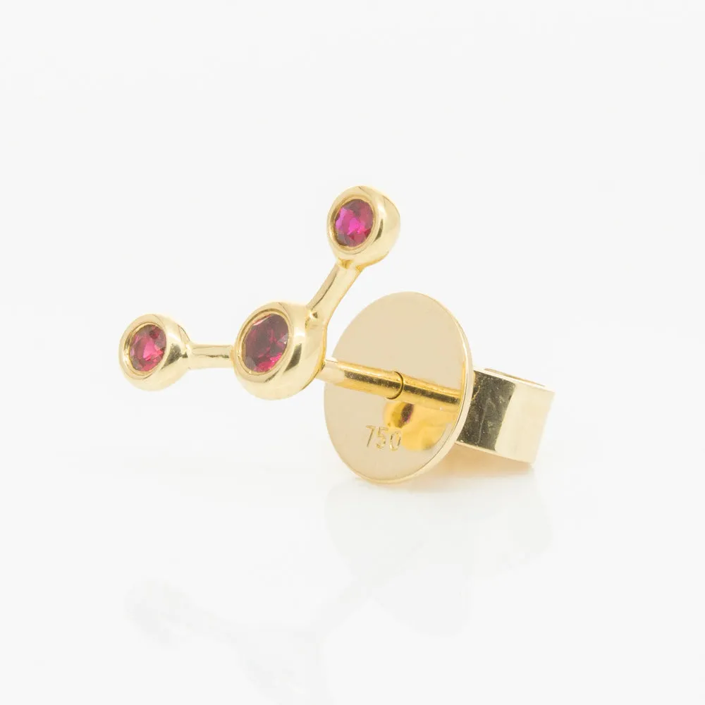 18ct Yellow Gold Ruby Single Fire Element Earring