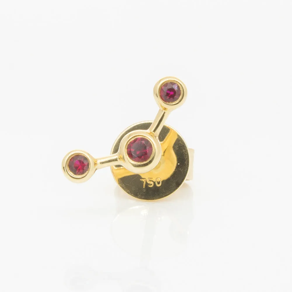 18ct Yellow Gold Ruby Single Fire Element Earring