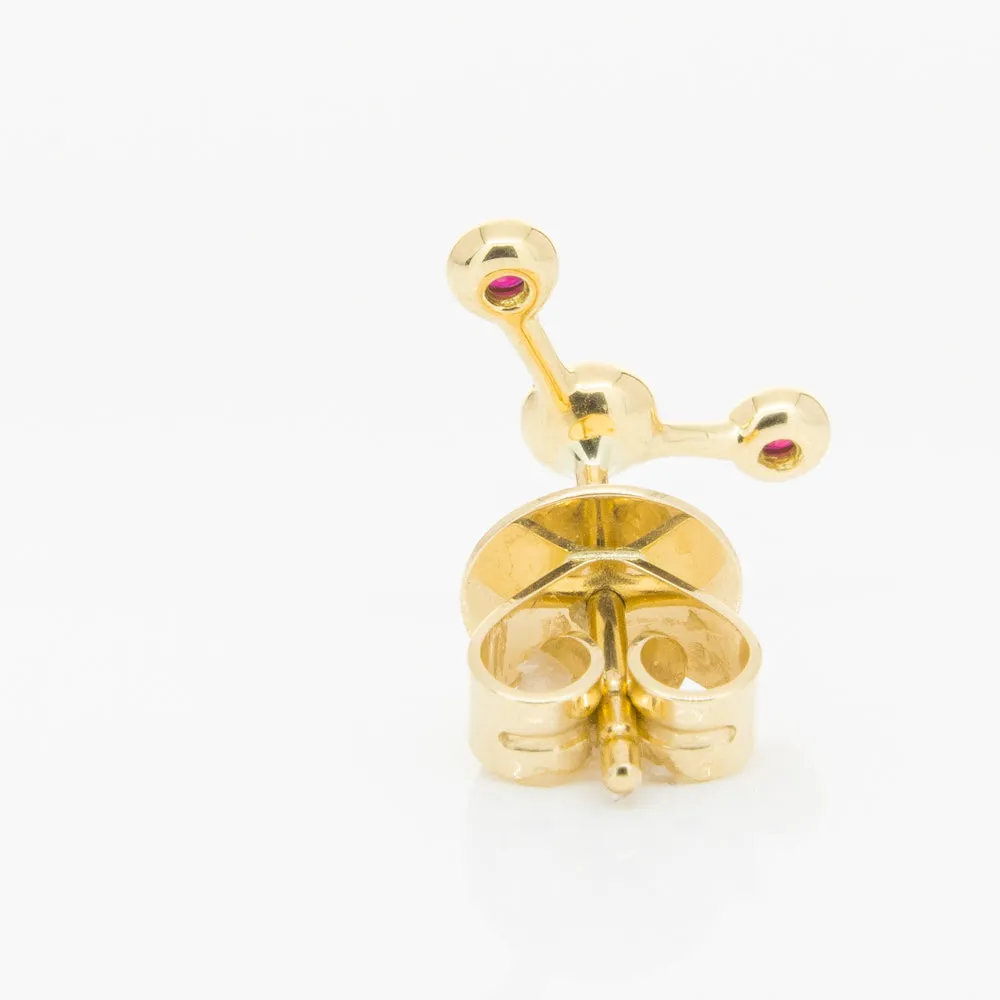 18ct Yellow Gold Ruby Single Fire Element Earring