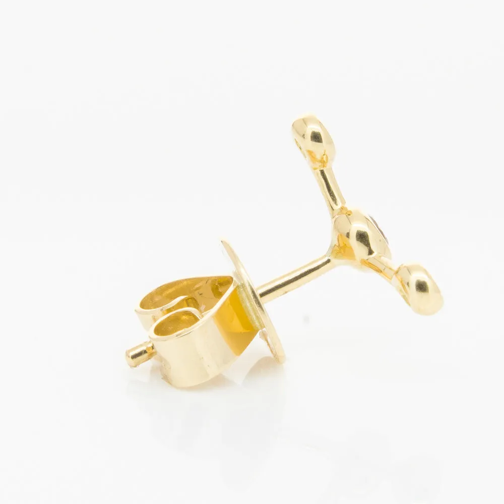 18ct Yellow Gold Ruby Single Fire Element Earring