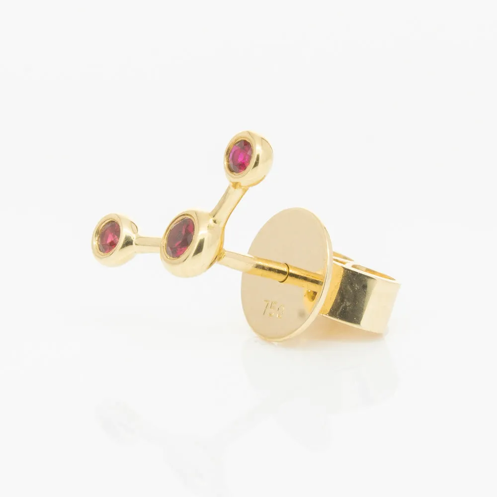 18ct Yellow Gold Ruby Single Fire Element Earring