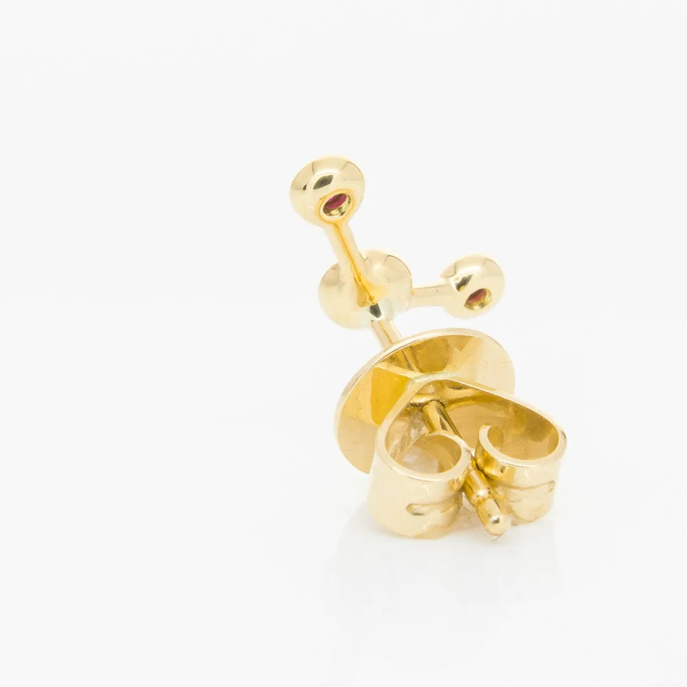18ct Yellow Gold Ruby Single Fire Element Earring