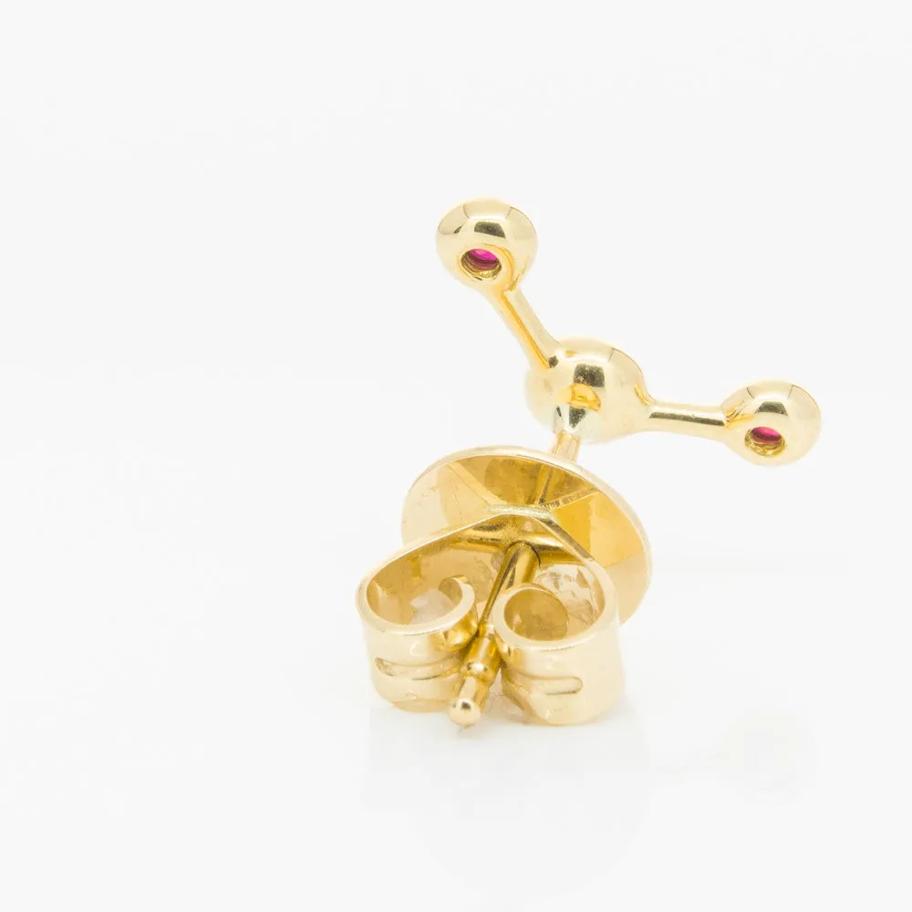 18ct Yellow Gold Ruby Single Fire Element Earring
