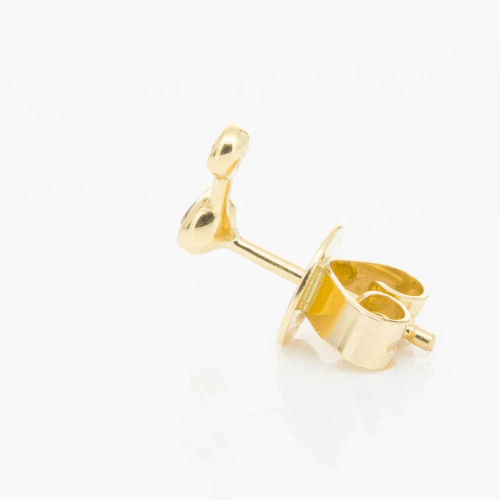 18ct Yellow Gold Ruby Single Fire Element Earring