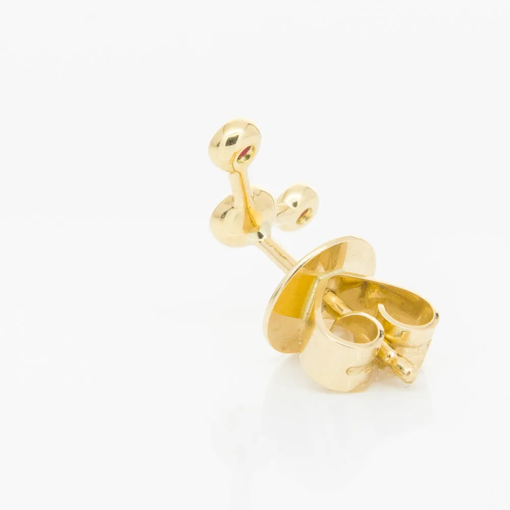 18ct Yellow Gold Ruby Single Fire Element Earring