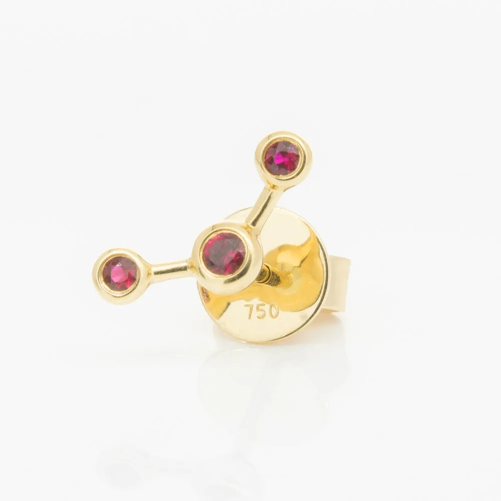 18ct Yellow Gold Ruby Single Fire Element Earring
