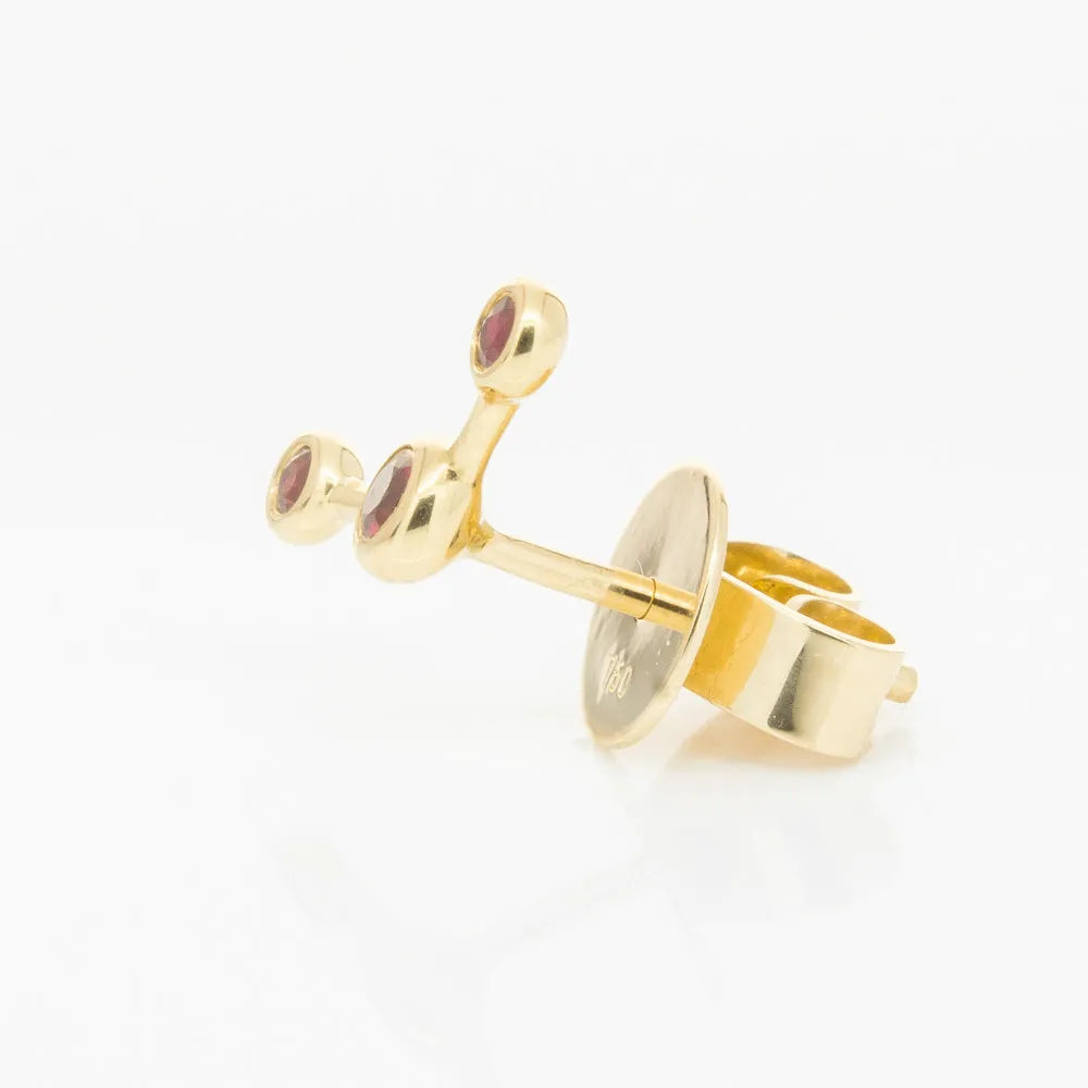 18ct Yellow Gold Ruby Single Fire Element Earring
