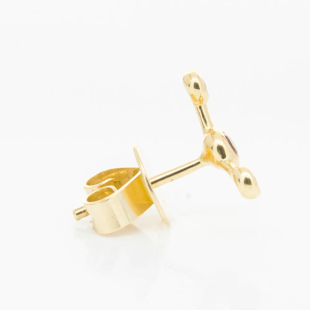 18ct Yellow Gold Ruby Single Fire Element Earring