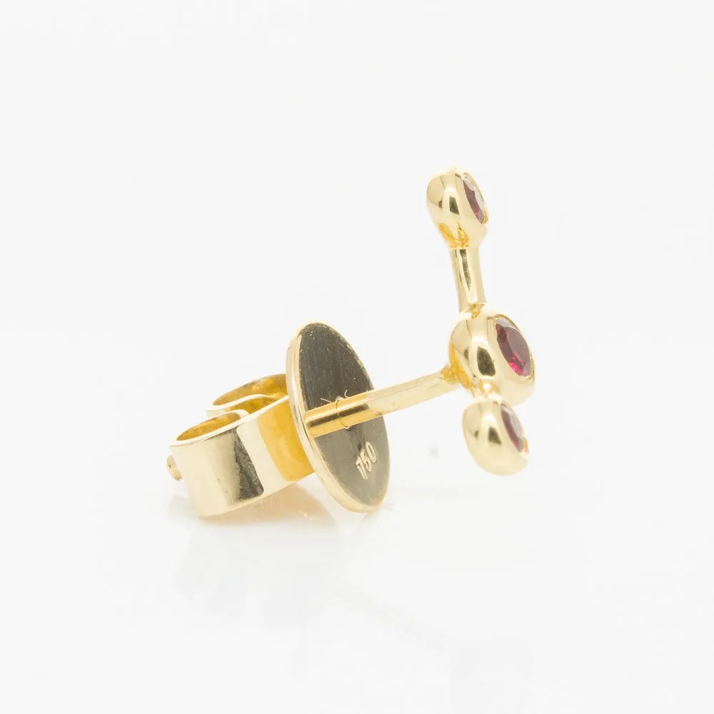 18ct Yellow Gold Ruby Single Fire Element Earring