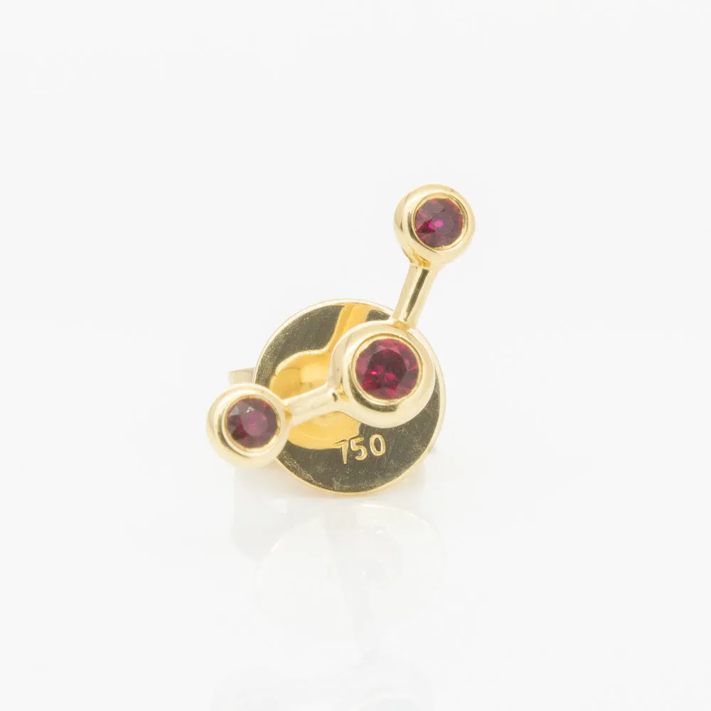 18ct Yellow Gold Ruby Single Fire Element Earring
