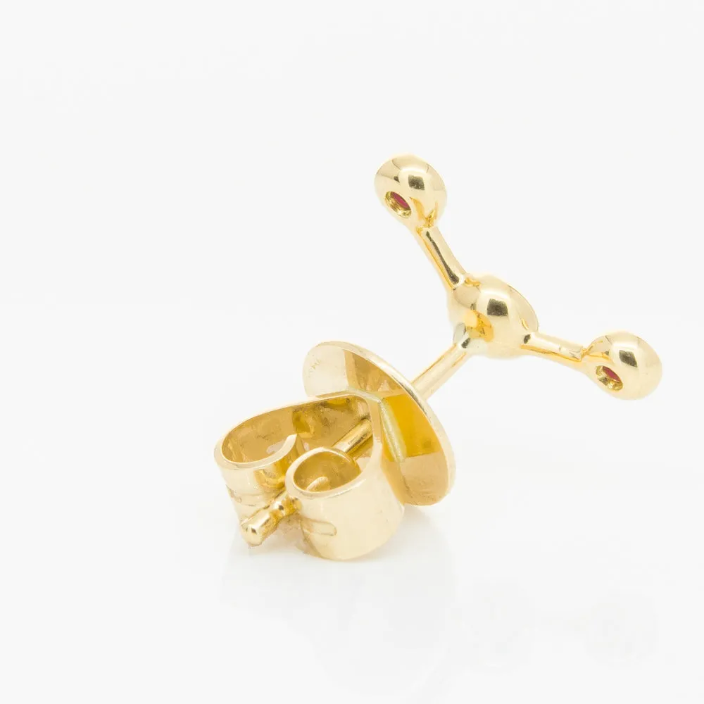18ct Yellow Gold Ruby Single Fire Element Earring