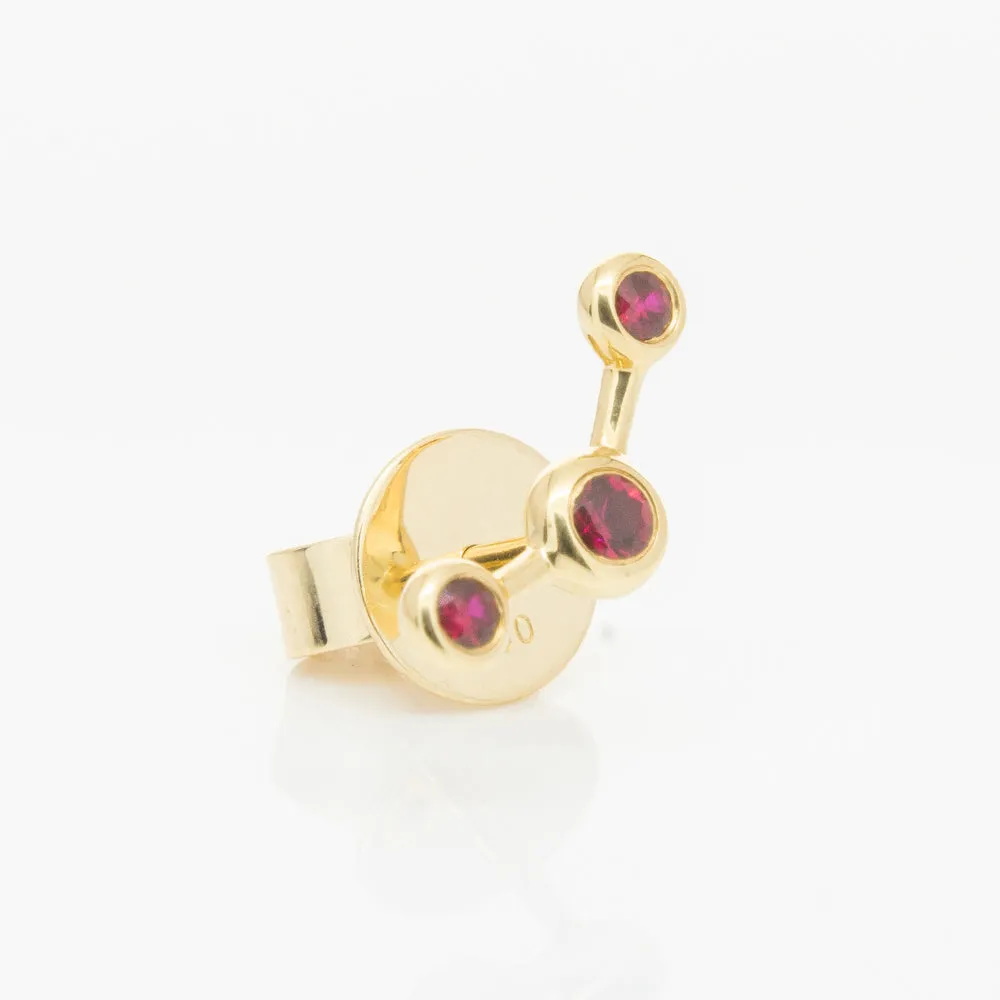 18ct Yellow Gold Ruby Single Fire Element Earring