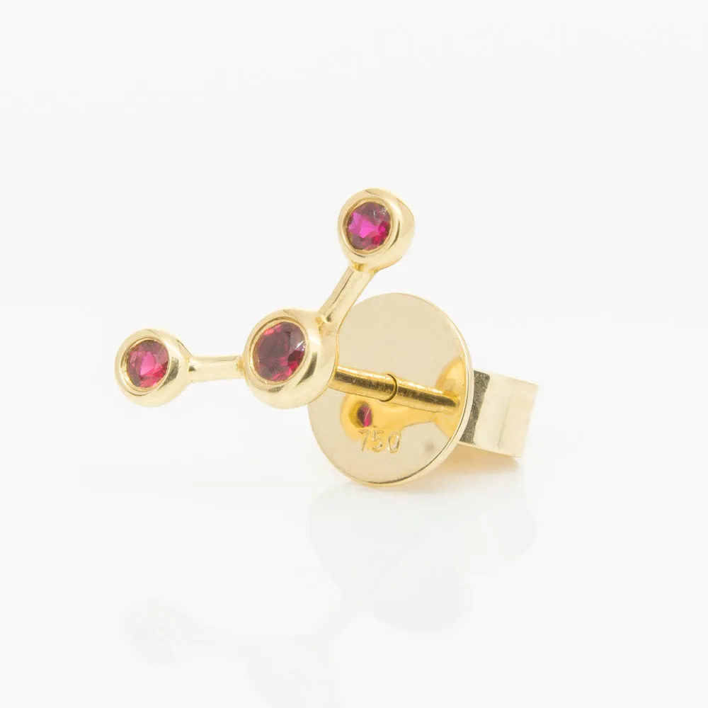 18ct Yellow Gold Ruby Single Fire Element Earring
