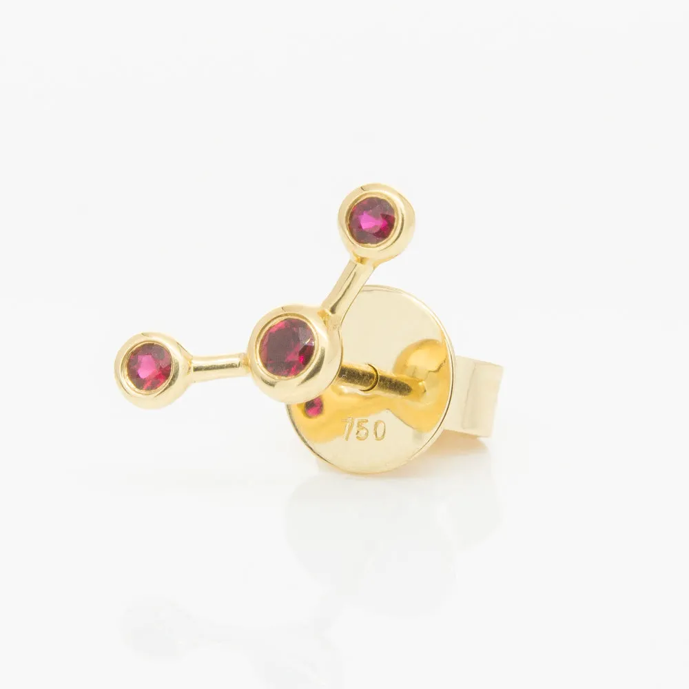 18ct Yellow Gold Ruby Single Fire Element Earring