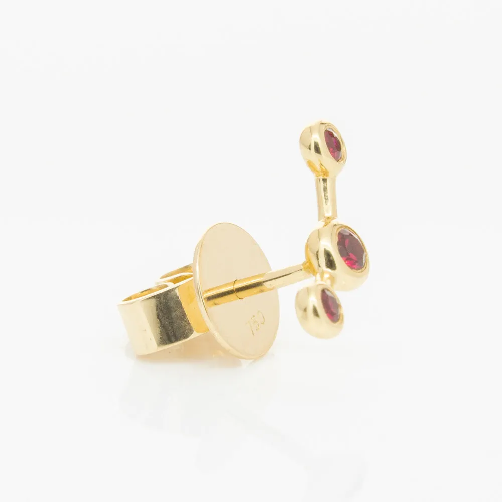 18ct Yellow Gold Ruby Single Fire Element Earring