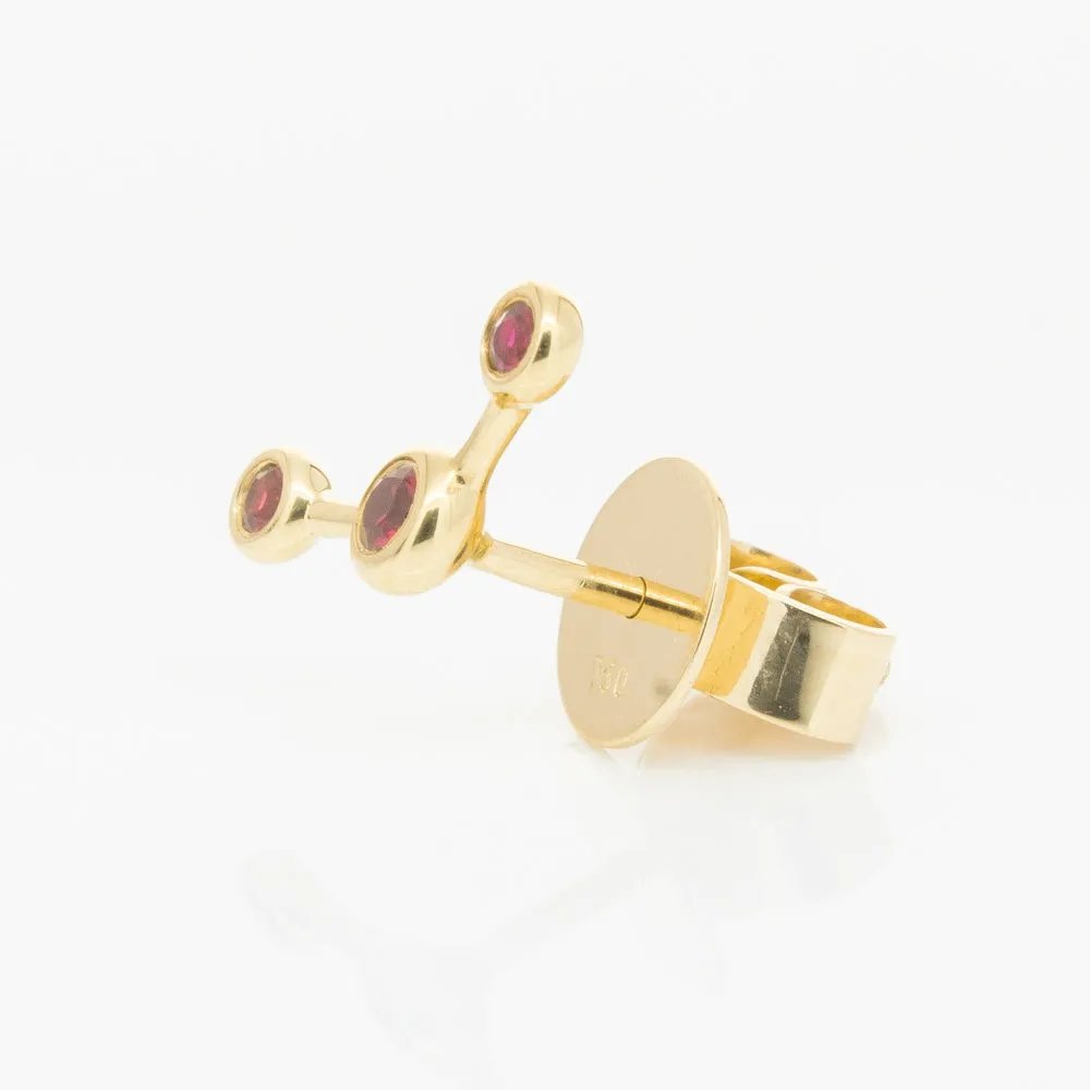 18ct Yellow Gold Ruby Single Fire Element Earring
