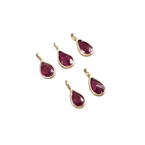 18k Gold Natural Teardrop Ruby Charm